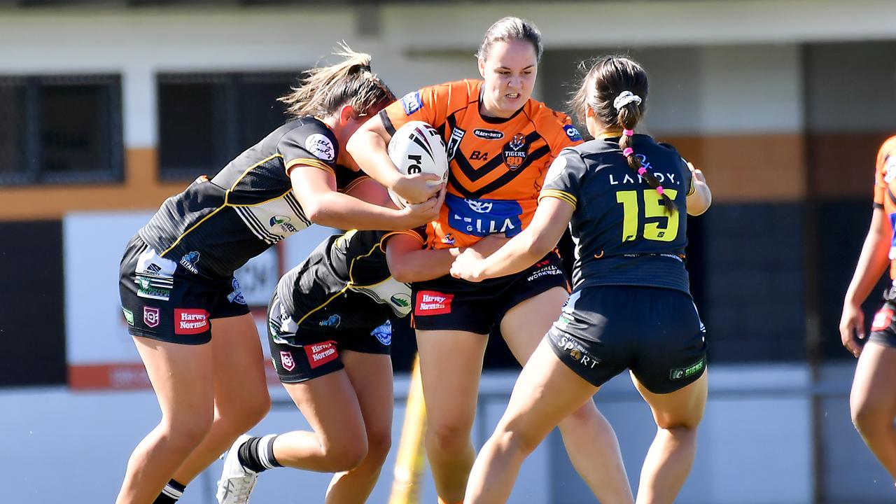 Harvey Norman under 19s girls rugby league match between Brisbane Tigers and Tweed Seagulls. Saturday February 25, 2022. Picture, John Gass