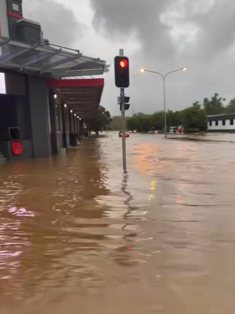 One Kingaroy resident captured video of streets being inundated with floodwaters. Picture: Facebook