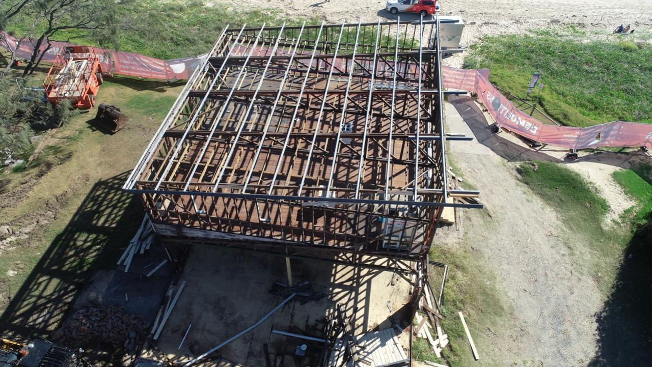 The old Woolgoolga SLSC clubhouse being demolished. February 2021.