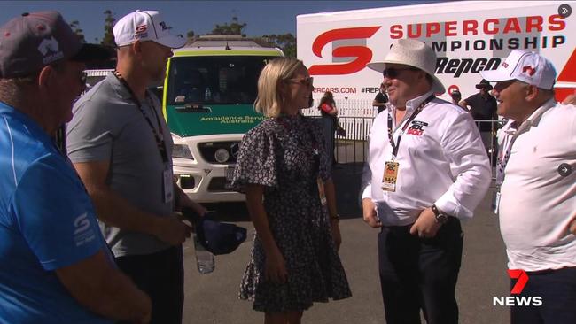 British royalty has graced the Adelaide 500 with King Charles’ niece Zara Tindall and husband Mike making an appearance trackside in a hotlap around the streets of Adelaide. Picture: 7NEWS