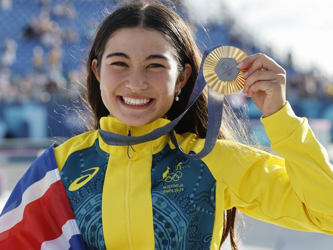 NCA. PARIS FRANCE. 2024 OLYMPIC GAMES. August 6 2024 -   Womens skatepark final. Australias Arisa Trew wins gold in the skatepark final  . Pic: Michael Klein