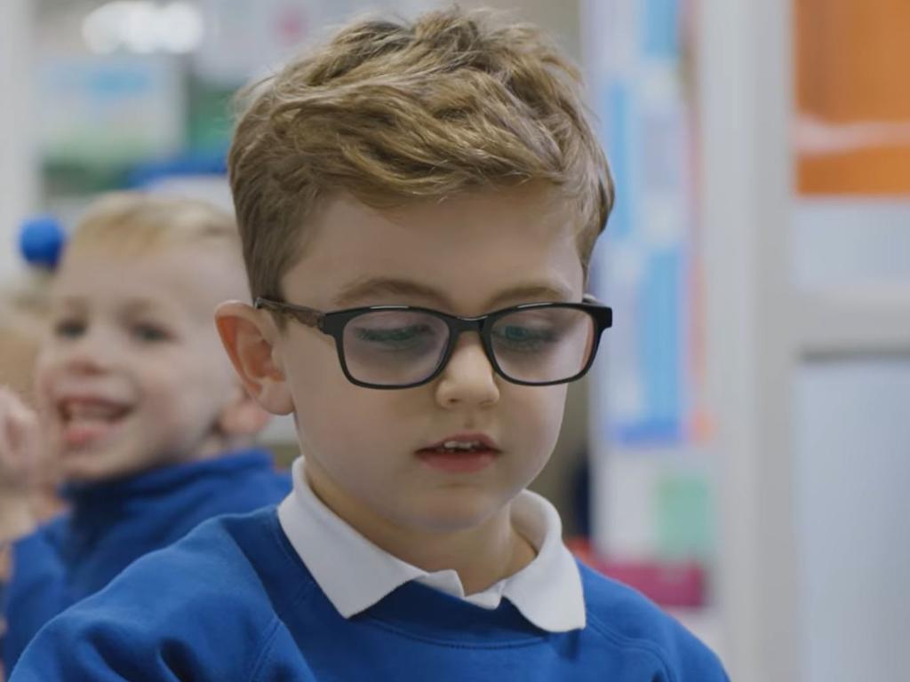 A particularly difficult moment in the ad shows the boy at school writing a letter to Santa. Picture: Sam Teale Productions