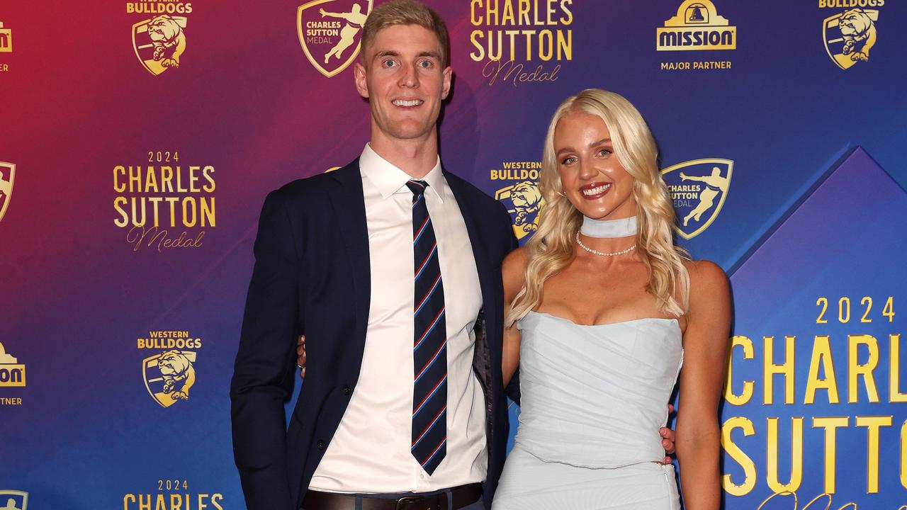 Tim English and Rudi Ellis at the Western Bulldogs 2024 Charles Sutton Medal. Picture: Mark Stewart