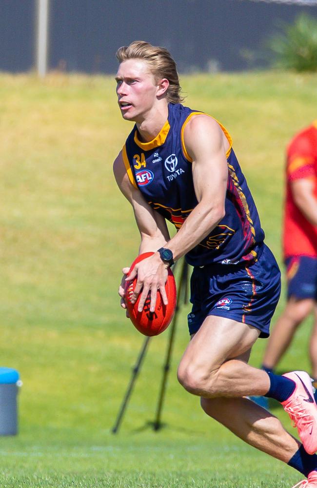 Sid Draper during the Crows' pre-season training session. Picture: Adelaide FC/Zac Standish