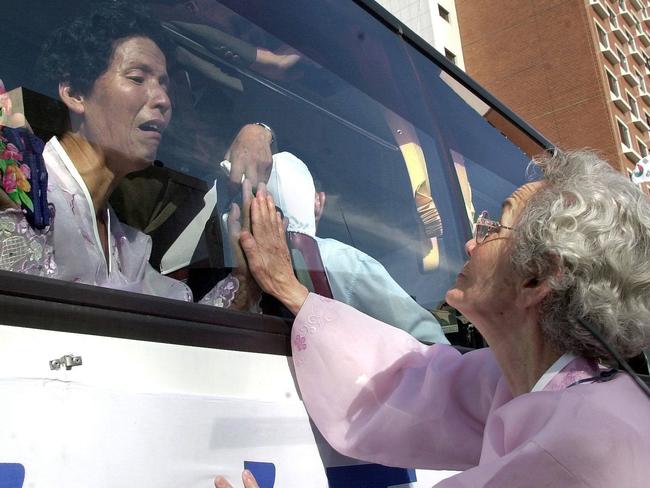 It is usually women who escape from North Korea, the experts say. Pictured, Choi Bong-Jo, left, meets her sister Choi-Bong-Nam in Seoul for first time in 50 years.