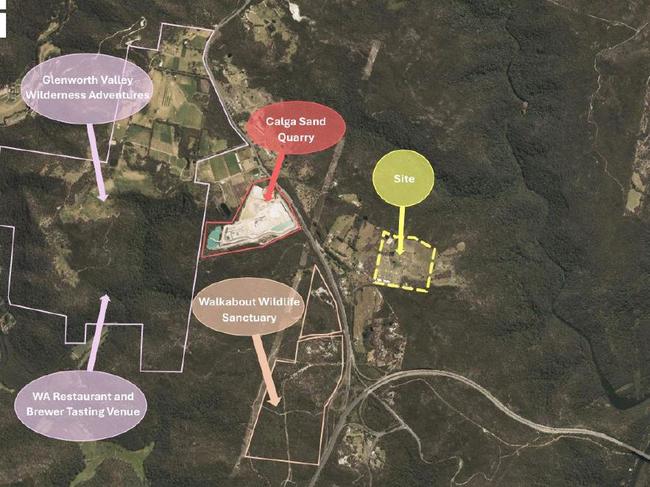 And where it is in relation to Glenworth Valley, a proposed brewery, Calga Sand and Walkabout Wildlife Sanctuary. Picture: supplied