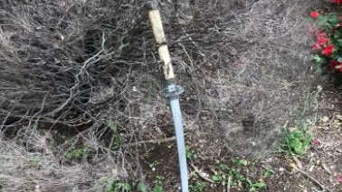 A samurai sword was found among bushes near three Golden Grove schools. Picture: Brett Rankine