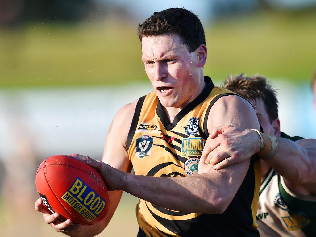 Lochie Veale in action for Colac in the Geelong Football League. Picture: Nigel Hallett