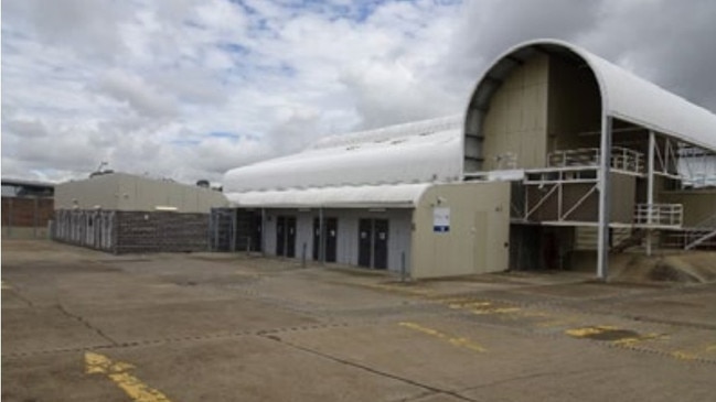 A photo of the reception area and the holding cells, located at the rear of the building.