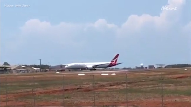 Repatriation flight QF110 from London arrives at RAAF Base Darwin