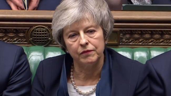 It’s no surprise Theresa May looked quite defeated as she learnt the result of the vote. Picture: AFP 