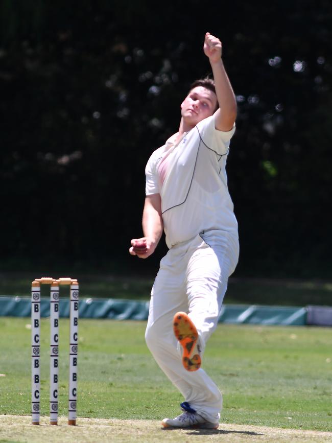 Brisbane Boys College bowler Harley Lammi. Picture, John Gass