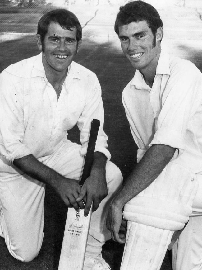 Greg Chappell (right) and the man he replaced in the Test team, Terry Jenner.