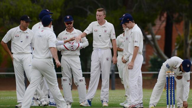 Young bowler Cameron Laird, centre, was solid in Northern’s loss. Picture: AAP/Brenton Edwards