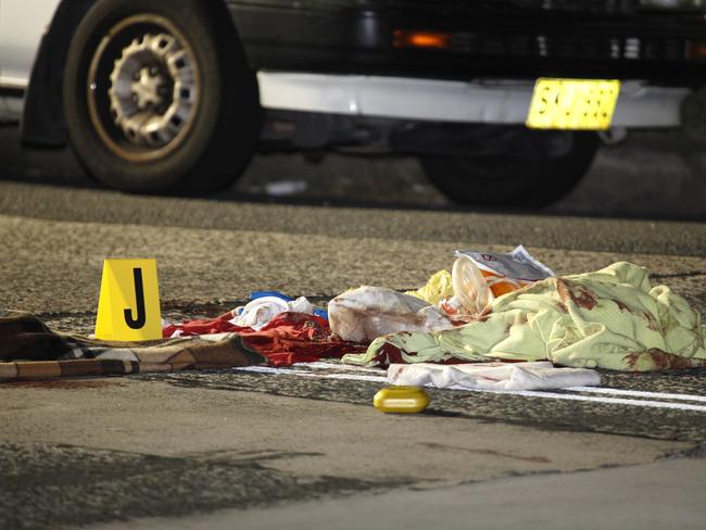 The scene of the stabbing on Livingstone Road, Marrickville in Sydney.