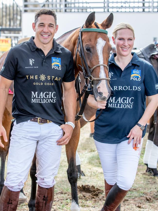 Billy Slater and Zara Phillips. Picture: Luke Marsden