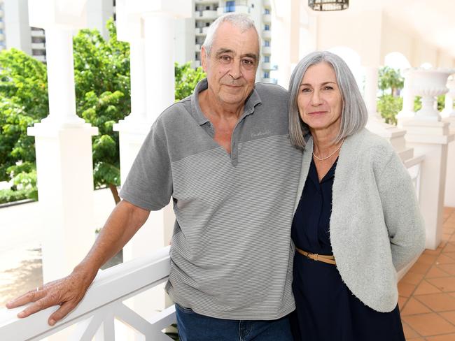 John and Sue Sandeman at a state government hearing in Townsville, investigating how the police, public prosecutors and court services support victims. Picture: Shae Beplate.