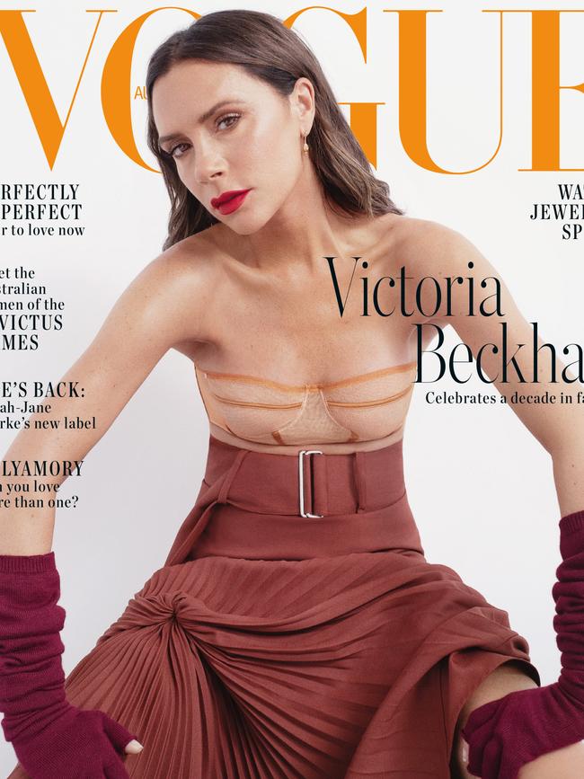 She features on the cover of Vogue Australia’s November issue. Picture: Vogue Australia November 2018, Victoria Beckham by Bibi Cornejo Borthwick