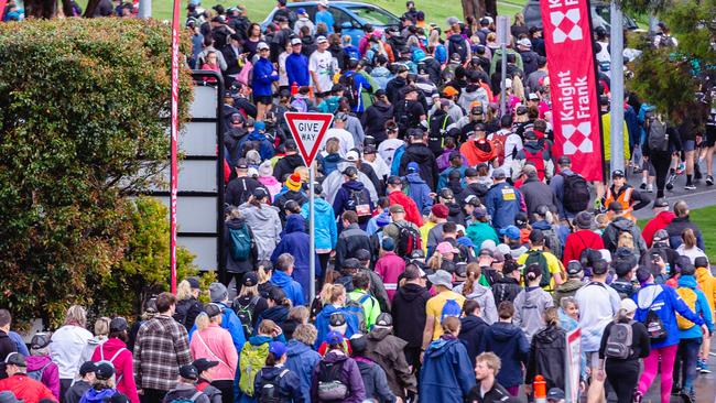 The start of the Point to pinnacle walking race. Picture: Linda Higginson