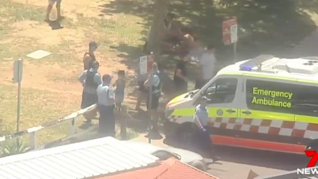 The scene at Narrabeen where the children were pulled from the water. Picture: 7 News