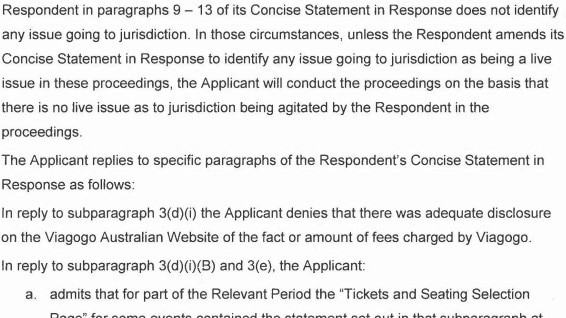 ACCC's new Federal Court filings in Viagogo case. Source: News Corp Australia