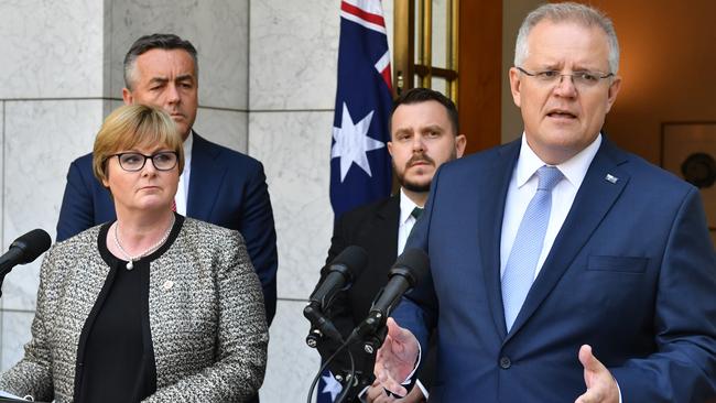 Scott Morrison with Linda Reynolds in 2020. Picture: AAP