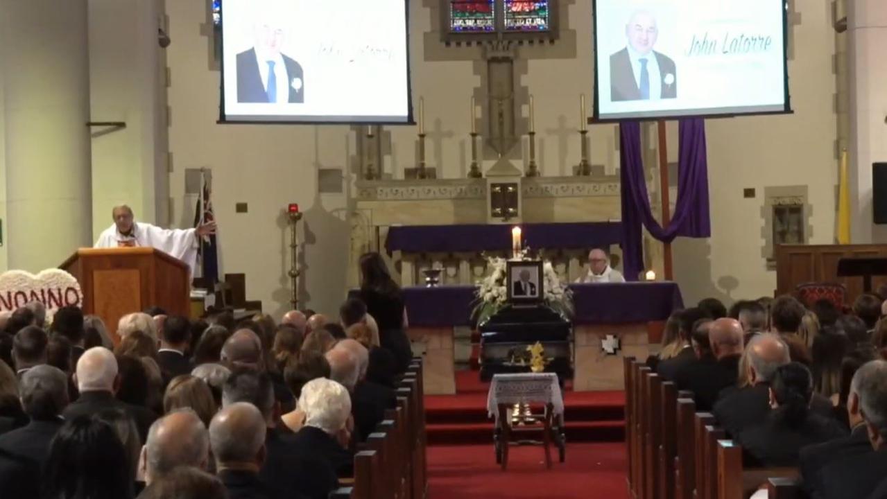 St Monica’s Catholic Church was filled with mourners for John Latorre’s funeral. Picture: Newswire