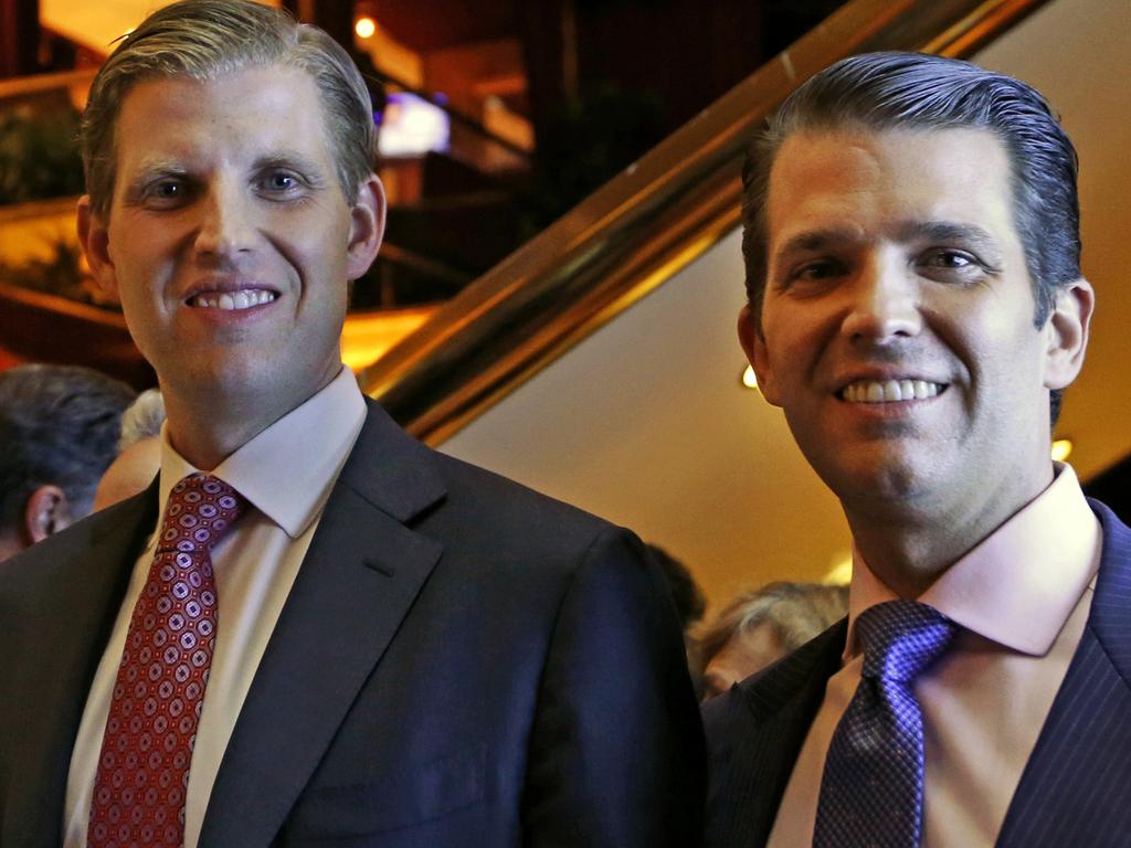 Donald Trump’s adult sons Eric and Donald Jr. are on the list. Picture: AP