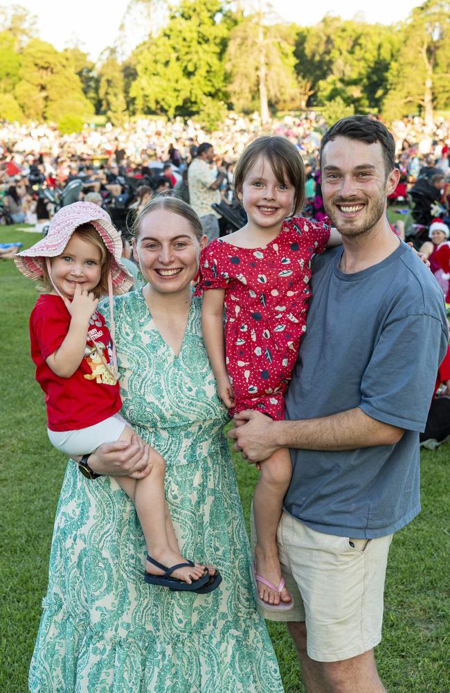 At Triple M Mayoral Carols by Candlelight are Alex Keighran, Taylah Ebzery, Mili Keighran and Tom Keighran, Sunday, December 8, 2024. Picture: Kevin Farmer