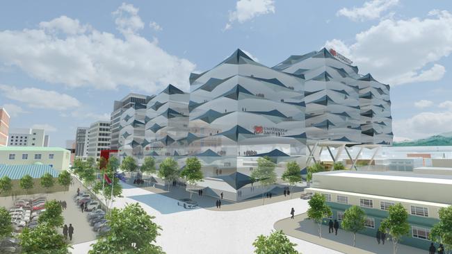 An artist’s impression of the proposed UTAS STEM precinct for the corner of Argyle and Melville streets.