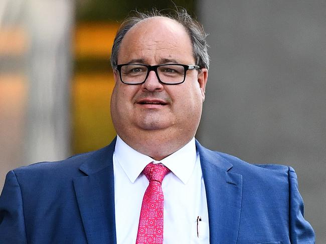 Clive Mensink, the nephew of Clive Palmer, leaves the Supreme Court in Brisbane, Wednesday, April 20, 2016. Mr Mensink Mr Mensink has asked the court to issue an injunction preventing the Queensland Nickel administrators from appointing receivers to three other Palmer nickel companies who were in a joint venture with QN. (AAP Image/Dave Hunt) NO ARCHIVING