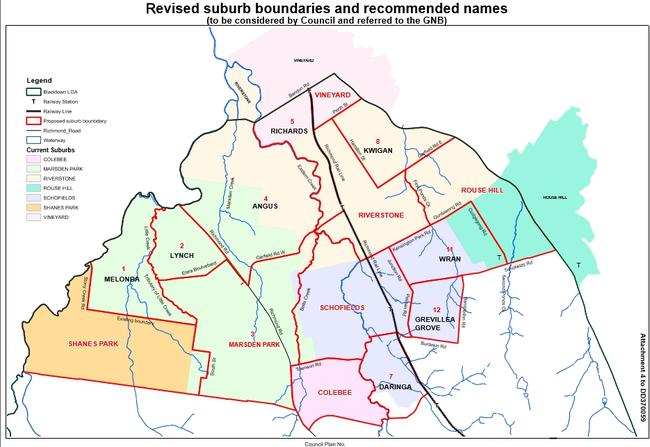 Blacktown boundary changes, new suburbs created