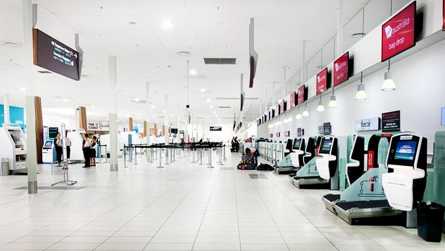 A deserted Gold Coast Airport yesterday, Friday March 20.