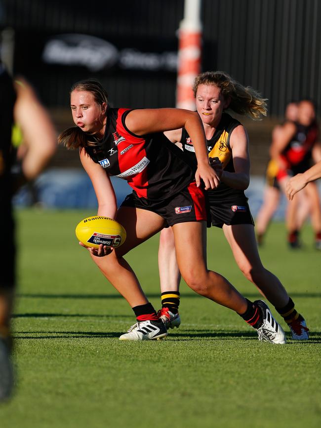 West Adelaide’s Chelsea Biddell in action against Glenelg earlier this season. Picture: Deb Curtis Photography