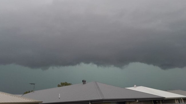 The storm approaching Griffin at 9.13am. Picture: Michael Pinnell