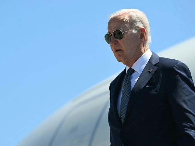 US President Joe Biden steps off Air Force One on Friday. Picture: Jim Watson (AFP)