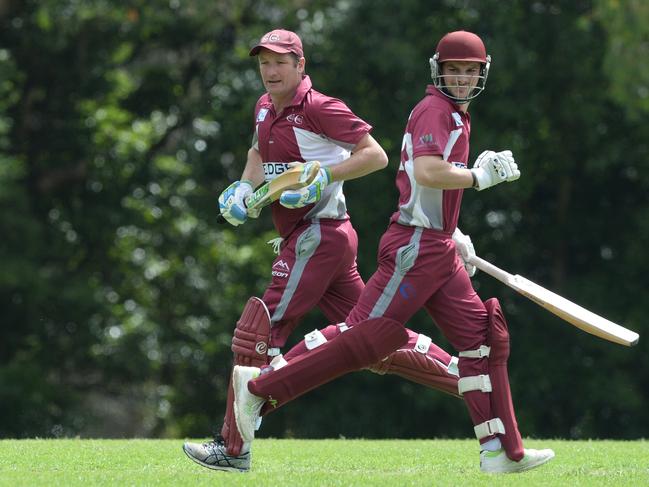 Red Hill batsmen Matt Merifield (left) and Riley Shaw.