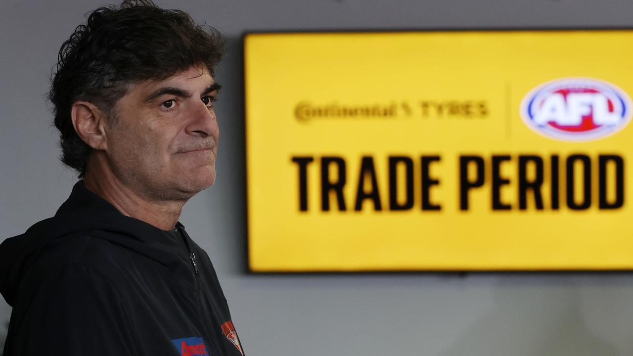 MELBOURNE , AUSTRALIA. October 9 , 2023. AFL Trade Period. Adrian Dodoro, General Manager - List &amp; Recruiting of the Bombers speaks with media during The 2023 AFL Trade Period at Marvel Stadium on October 09 , 2023 in Melbourne, Australia. .Picture by Michael Klein