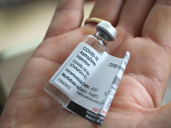 ADELAIDE, AUSTRALIA - NewsWire Photos MARCH 5, 2021: A vial of the AstraZenica vaccine, at Murray Bridge Hospital. Picture: NCA NewsWire / Dean Martin