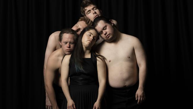 Restless dancers Chris Dyke, Alexis Luke, Jianna Georgiou, Michael Noble and Michael Hodyl in Seeing Through Darkness. Picture: Shane Reid