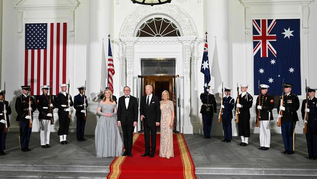 Jodie Haydon and Prime Minister Anthony Albanese with US President Joe Biden and his wife Jill. Picture: Sauel Loeb/AFP.