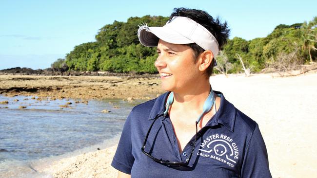 Master Reef Guide and marine biologist Alessandra Giannascoli takes visitors on a tour of the thriving underwater life at Normanby Islands, part of the Frankland Islands group on the Great Barrier Reef. PICTURE: CHRIS CALCINO