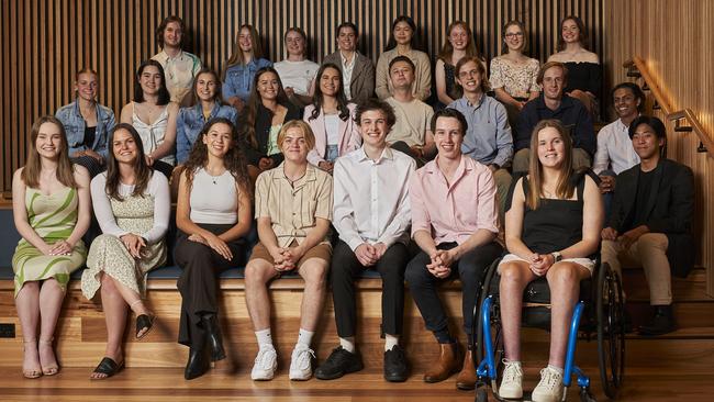 2021 SACE students in receipt of a Governor’s commendation. Front Row L-R Emma Hislop, Grace Gregurev, Georgia Kehagias, Kyle Baker, Thomas Frew, Joel Ransom, Katelin Gunn. Second row L-R Chloe Henderson, Lily Farrell, Nikita Page, Keely Menadue, Lily Di Cola, Muhammad Ali, Zane Lindblom, Lucas Scroop, Manish Augustine, Gyum Park. Back Row L-R Sebastian Alfred, Daisy Jury, Tess Wight, Madeline Moss, Cheri Wong, Caitlin Anchor, Holly Schutz, Evelyn Vincin Walker. Picture: Matt Loxton