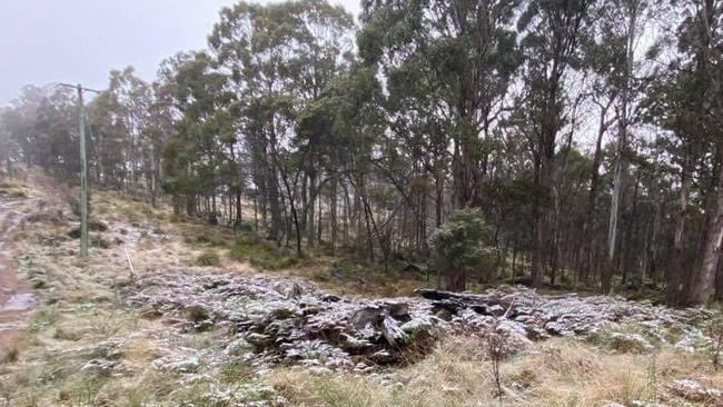 SNOW BUSINESS: Tenterfield residents were thrilled to see a dusting of snow on nearby Mt Mackenzie after it started snowing around 4pm on June 10, 2021. Photo: Leah Osborne