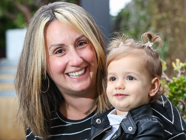 Danielle Savoia performed first aid when her daughter, Milana, choked while eating. Picture: Brendan Beckett