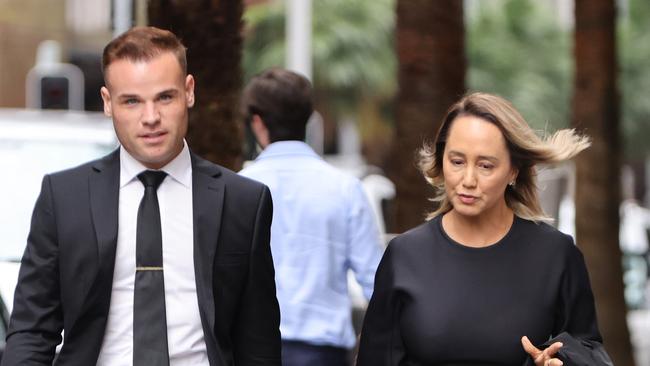 Taylor Auerbach pictured with his lawyer Rebekah Giles as they arrive at Federal Court in Sydney. Picture: NCA NewsWire/Damian Shaw