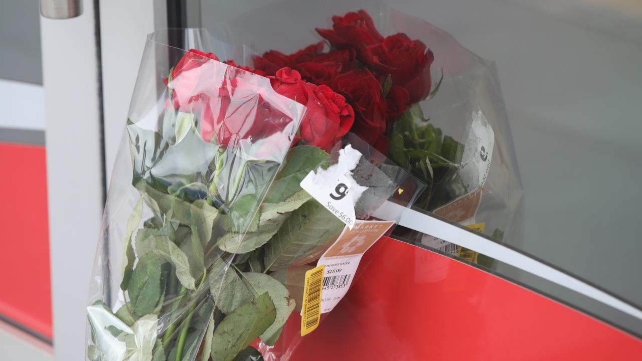 Flowers left at the scene on Thursday. Picture: Dean Martin