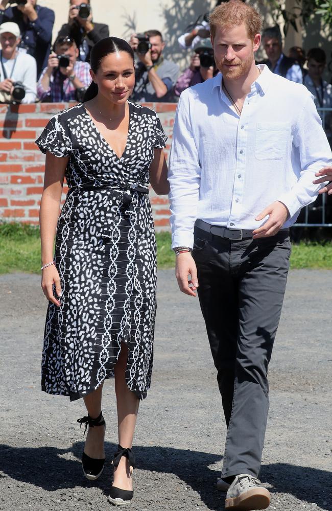 Meghan, Duchess of Sussex and Prince Harry, Duke of Sussex touched down in Cape Town on Monday and went to visit a local township. Picture: Chris Jackson/Getty Images.