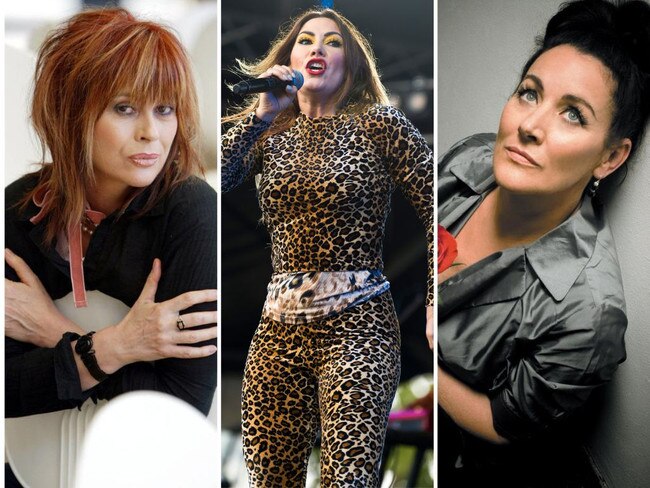 Which Australian bands were fronted by Ella Hooper, Grace Knight and Chrissy Amphlett?