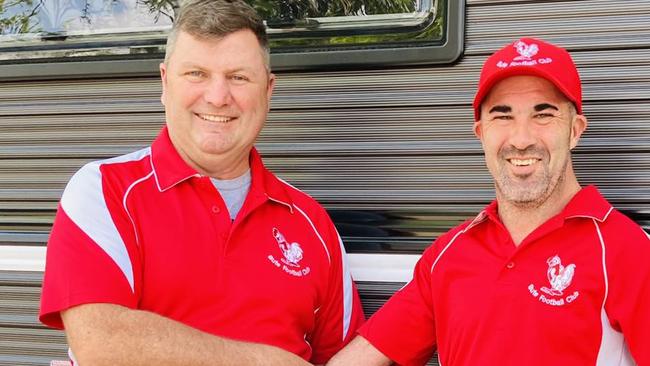 Michael Box (left) has stepped in as Strathalbyn coach. Picture: Strathalbyn Football Club